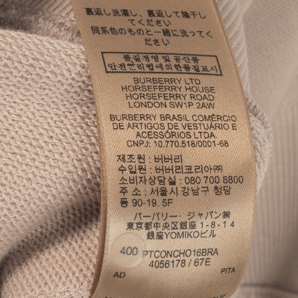 Burberry Beige Cotton French-Terry Ribbed-Trim Sweatshirt - Picture 10 of 10